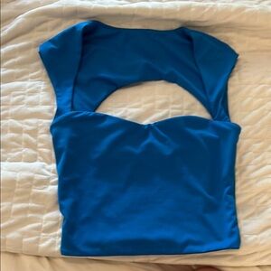 Blue Cut Out Cap Sleeve Bodysuit